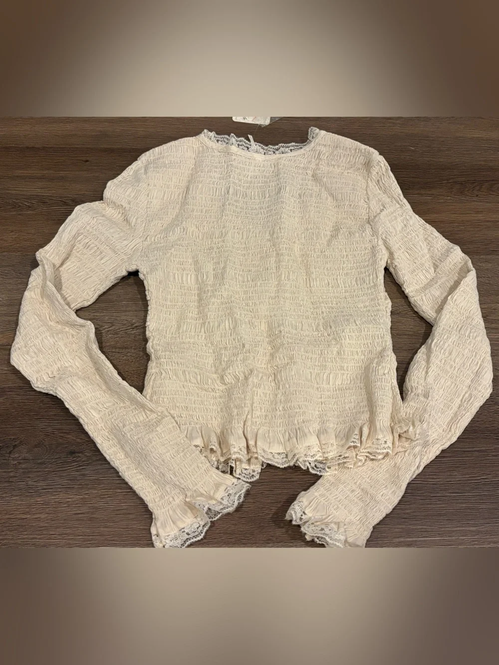 Free People Elliot Smocked Solid Top, Ivory - Small